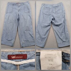 Lee Riveted Vintage Light Wash Denim Capri Pants Women's Size 12M 100% Cotton